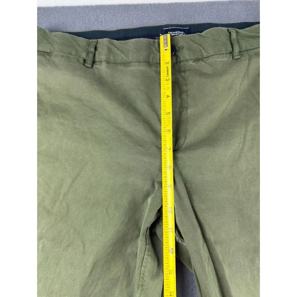 7 Diamonds Pants Men's 36x30* Green Parker Chinos Performance Stretch Flat Front